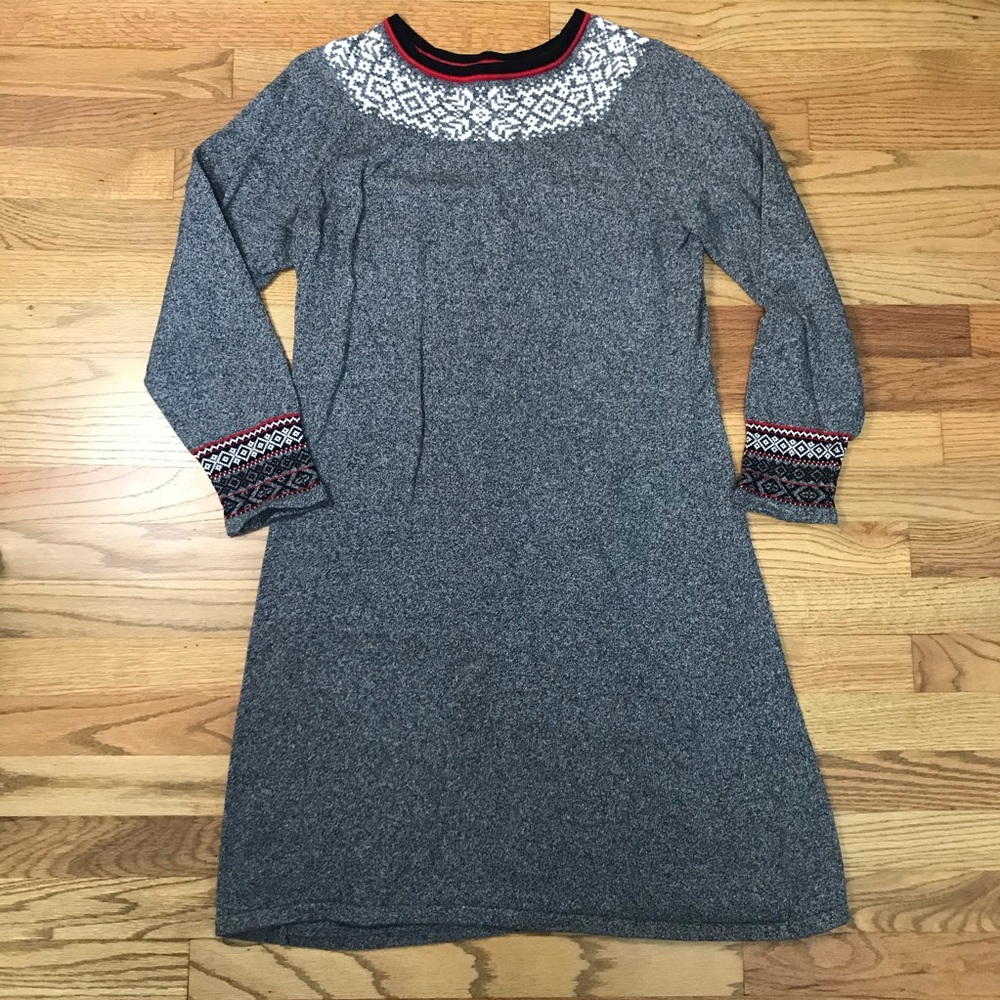 Hanna Andersson gray fair isle sweater dress, M